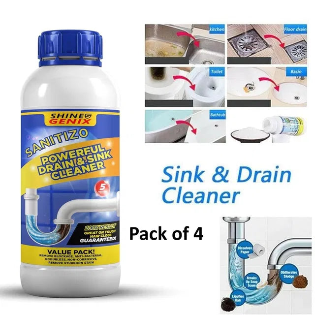 Sanitizo Powerful Drain & Sink Cleaner Powder 250 gm (Pack of 4)