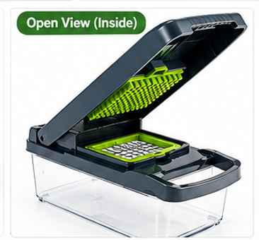 Open View Inside - Vegetable Chopper with blade attachment